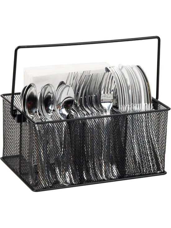 Other - New Multi-Purpose Metal Mesh Storage Caddy 4 Compartments Handle Black